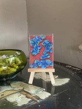 Original Mixed Media ACEO Card - "Little Blues" - 2.5" x 3.5" 