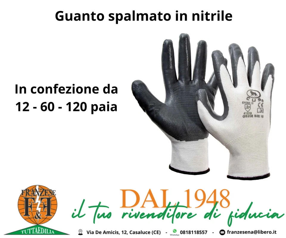 GUANTI DA LAVORO IN NITRILE /NYLON MISURA 8/9/10/11 e CONFEZIONI 12/60/120 PAIA - Immagine 1 di 1