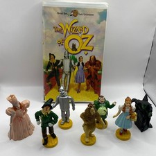 Vintage Wizard of Oz VHS Tape Figurine Set Dorothy Tin Man Scarecrow  More
