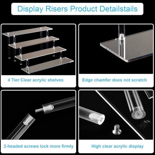 4 Tier Acrylic Perfume Organizer Stand, Clear Display Risers for Perfume, Cologn - Picture 5 of 5