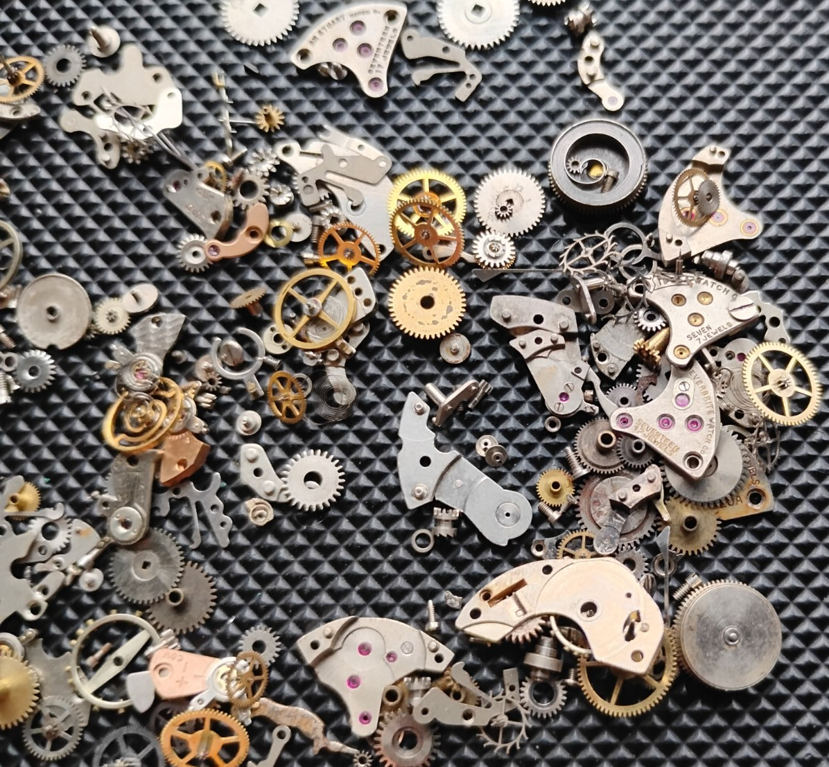 Huge Watchmaker watch parts lot assorted Wyler Everbrite AN Stuart Libela