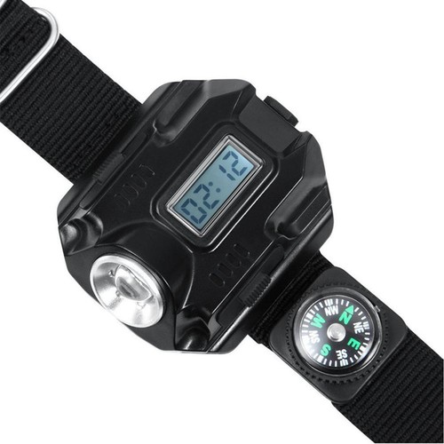 Flashlight LED Torch Compass Tactical LED Rechargeable Outdoor Sport Wrist Watch - Picture 6 of 10