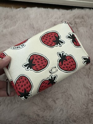 Coach Essential Cosmetic Pouch With Strawberry Print Brand