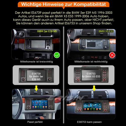 8-Kern 64GB Android 14 GPS Autoradio DAB+CarPlay Navi für BMW 5er E39 M5 BT 5.0 - Bild 22 von 24