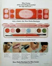 Lot of 2 Vintage 1965 Max Factor Make Up Print Ad Ephemera Wall Decor Petite