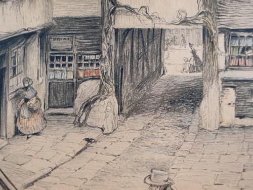 Cecil Aldin 1870-1935. Chromolithograph, Old Inns. New Inn, Gloucester, Signed. - Picture 4 of 4