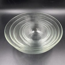 DURALEX Clear Glass Nesting Bowls Mixing Graduated France Set of 6 Vintage