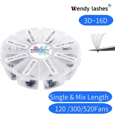 Pre Made Fans Lashes Russian Volume Lashes 520 Fans Loose Eyelash Extensions