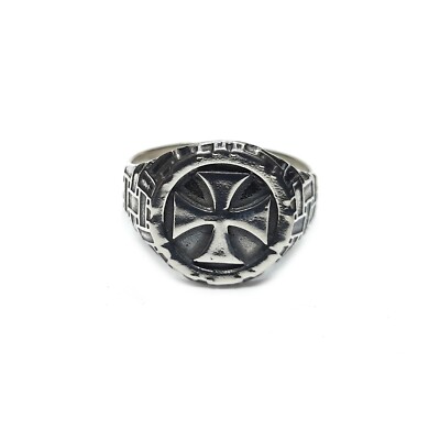 Echt Sterling Silber Herren Ring Malteserkreuz massiv gestempelt 925 Handarbeit