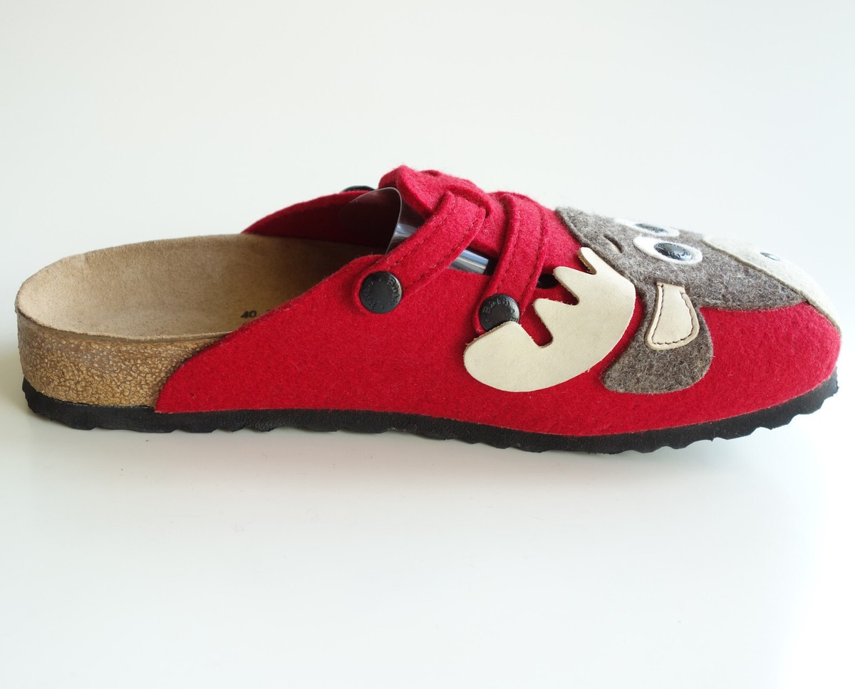 BIRKI's BIRKENSTOCK Slides Mules Clogs CAMDEN Felt ELK Red US9