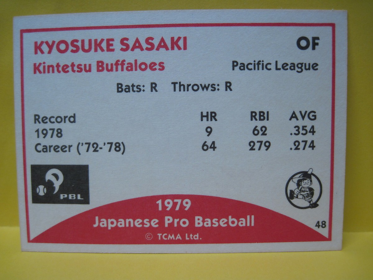 1979 TCMA Japanese baseball - #48 - Kyosuke Sasaki - Kintetsu