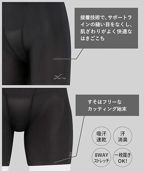 CW-X Wacoal 男式髋关节支撑压缩短裤身体平衡型号 BCO101 — 第 3/4 张图片