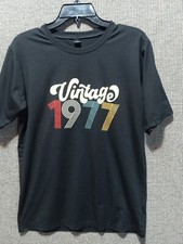 Camiseta negra vintage 1977 manga corta talla mediana.T36