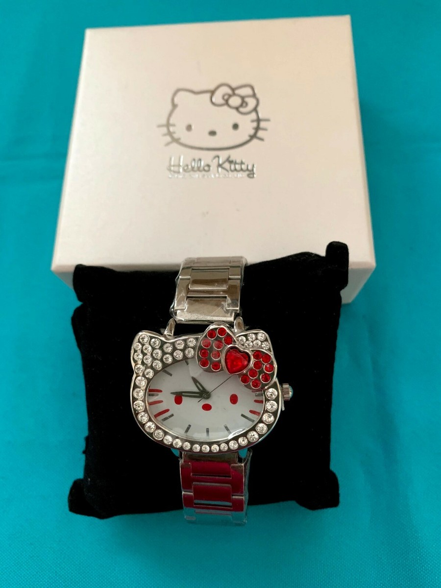 Hello Kitty Shaped Red Bow Rhinestone Metal Watch | eBay display picture 1