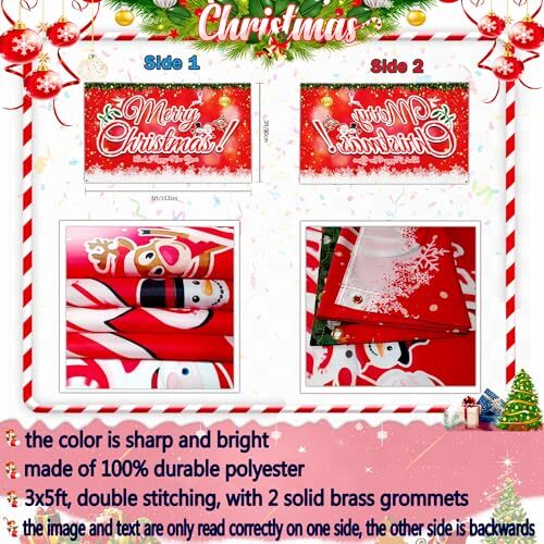 Christmas Flags 3x5 Outdoor Double Sided Merry Christmas Flags for Outside - Picture 4 of 8