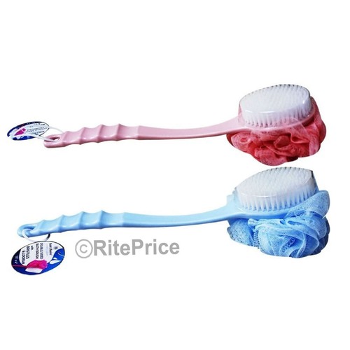 Bath Body Brush Soft Bristles & Loofah (1 Pack) Back Scrubber Plastic Handle-New - Picture 2 of 8