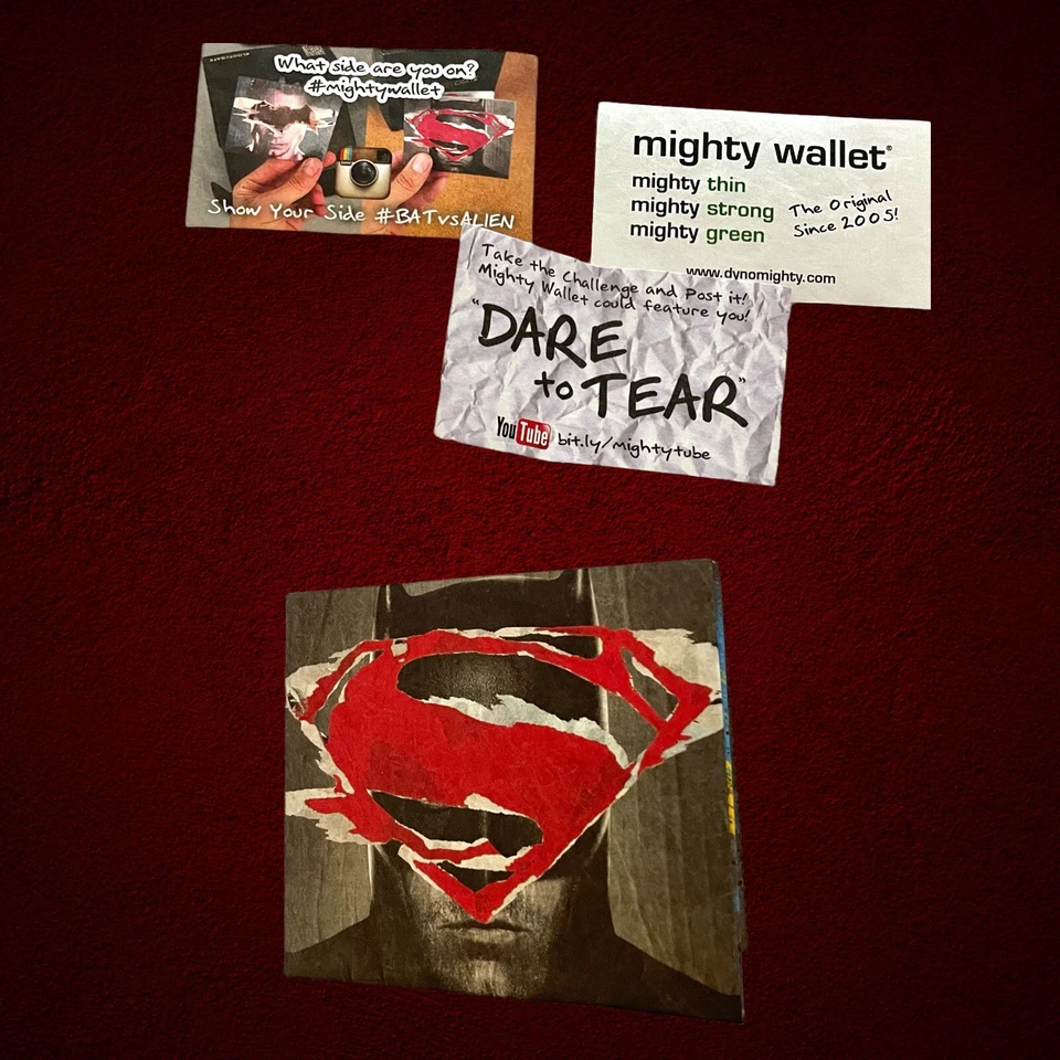 BATMAN VS SUPERMAN MIGHTY WALLET LOOT CRATE DYNOMIGHTY DESIGN TYVEK Father’s Day - Image 2 of 4