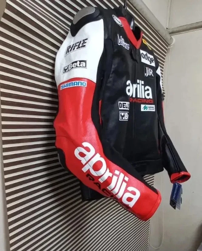 Aprilia Motorcycle Racing Leather Jacket Biker Jacket - Image 2 of 4