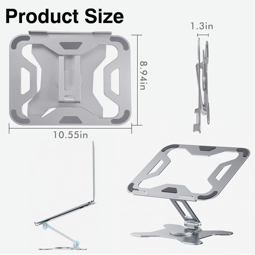 Adjustable Laptop Stand with 360 Rotating Base, Computer Stand for Laptop Desk - Picture 12 of 12