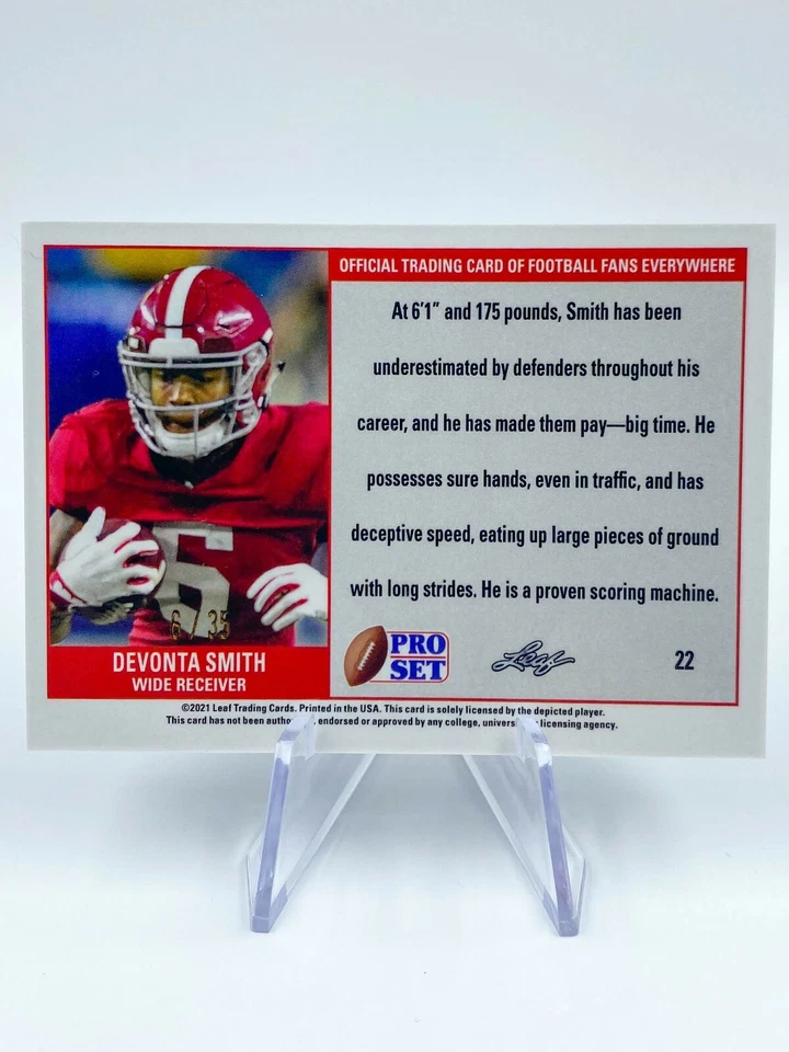 DEVONTA SMITH Rookie 2021 Leaf Pro Set Metal Blue Crystals /35 Alabama Eagles - Image 2 of 2
