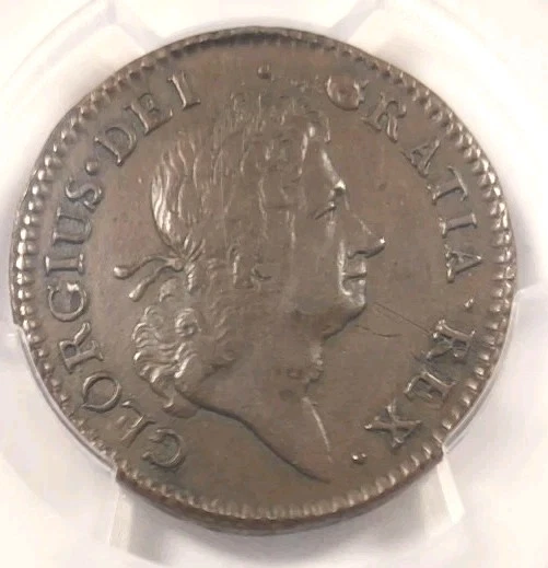 Pop 1 Of 1, Only PCGS XF 45,  1722 Hibernia Halfpenny Colonial Copper Coin 1/2p - Image 2 of 4