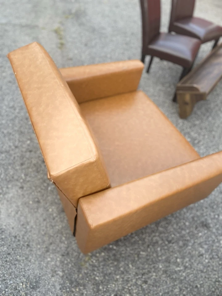 Leather Sofa Futon with Matching Chair Orange Color Modern & Contemporary - Image 2 of 4