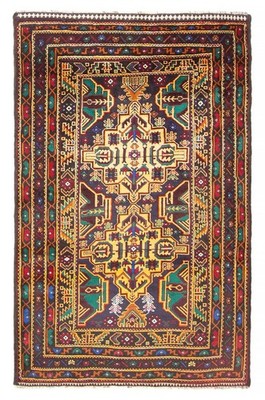 Vintage Traditional Hand-Knotted Area Rug 3'8'' x 6'1'' Oriental Wool Carpet
