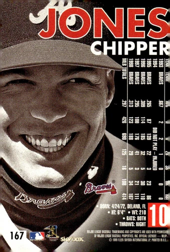 1999 SkyBox Premium #167 Chipper Jones - Picture 2 of 2