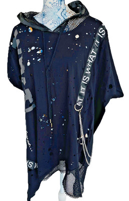 TREDY AUSGEFALLEN EINZELSTÜCK TUNIKA SHIRT ZIPFEL LOOK NEU 44 46 48 50 XXL