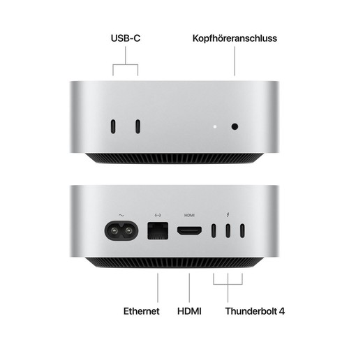 Apple Mac Mini M4 10/10-Core 24GB, 256 GB SSD, silber