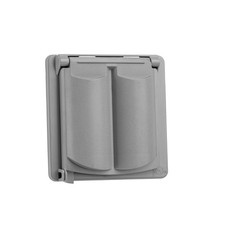 Weatherproof Nonmetallic 2-Gang Outlet Cover, Gray, Marine UL Listed - Outdoor