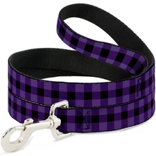 Dog Leash Buffalo Plaid Black/Purple