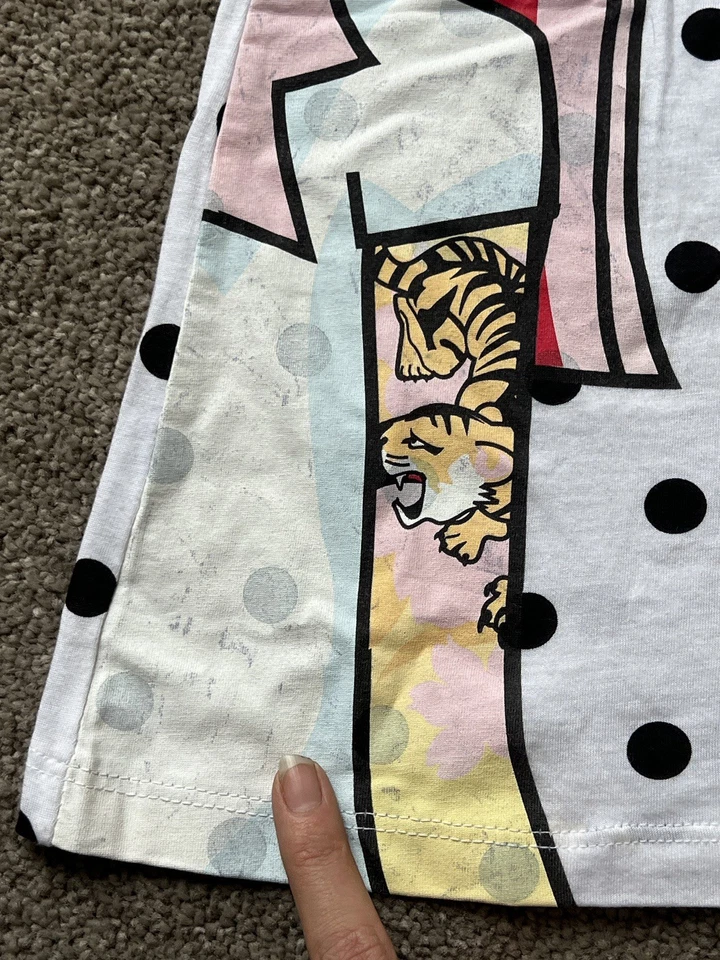 Винтажный Y2K Toki Doki дизайнерский верхний большой белый бак в горошек графика 2000-х - Изображение 4 из 4