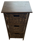 3‑Drawer Wicker Basket Storage Tower Wood Frame Seagrass Bins Bathroom Bedroom — photo 9