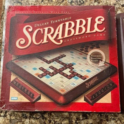 VTG Scrabble Deluxe Turntable Crossword Game Complete 2001 Parker Brothers READ