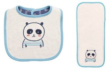 New C.R. Gibson 2 Piece Cotton Bib and Burp Cloth Set, Panda-Riffic