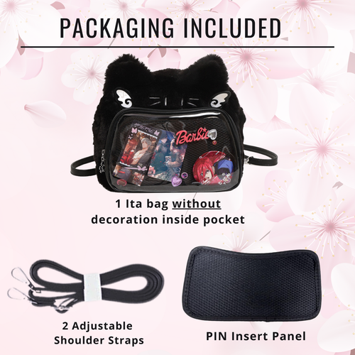 Catface plushie ita bag and backpack, crossbody ita bag, enamel pin ita bag - Bild 7 von 10