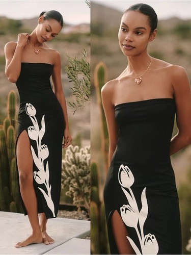 Bahía María Tulip Strapless Midi Dress Black XS