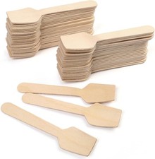 120PCS Wooden Spoons 3.75" Disposable Tasting Sampling Spoons with Concave Tip
