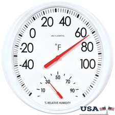 Outdoor Thermometer W/ Humidity Gauge Weather Resistant Easy Mounting 13 Inch US