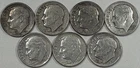 Roosevelt Nicer Early, 90% Silver Dimes, 1946-1958,  7-Coins