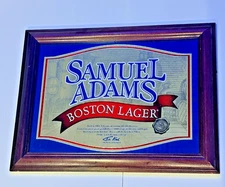 Samual Adam's Boston Lager Beer Mirror Wood Frame