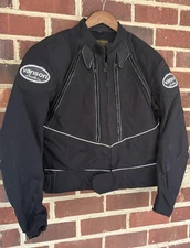 Vanson Leathers Jacket Mens Large Black Textile Motorcycle Riding Made USA Gear