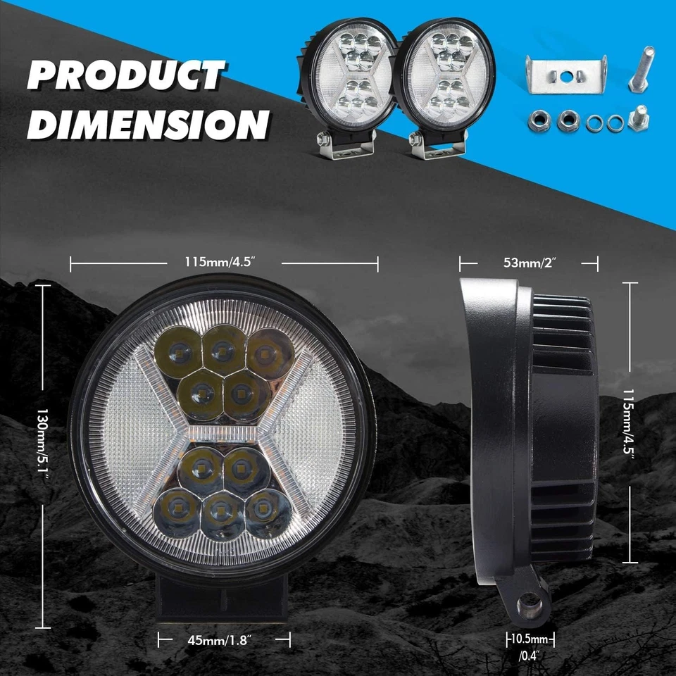 2Pcs Fari a Led 12V Auto, 132W Faretti Supplementari Retromarcia Spot Di Profond - Immagine 2 di 4