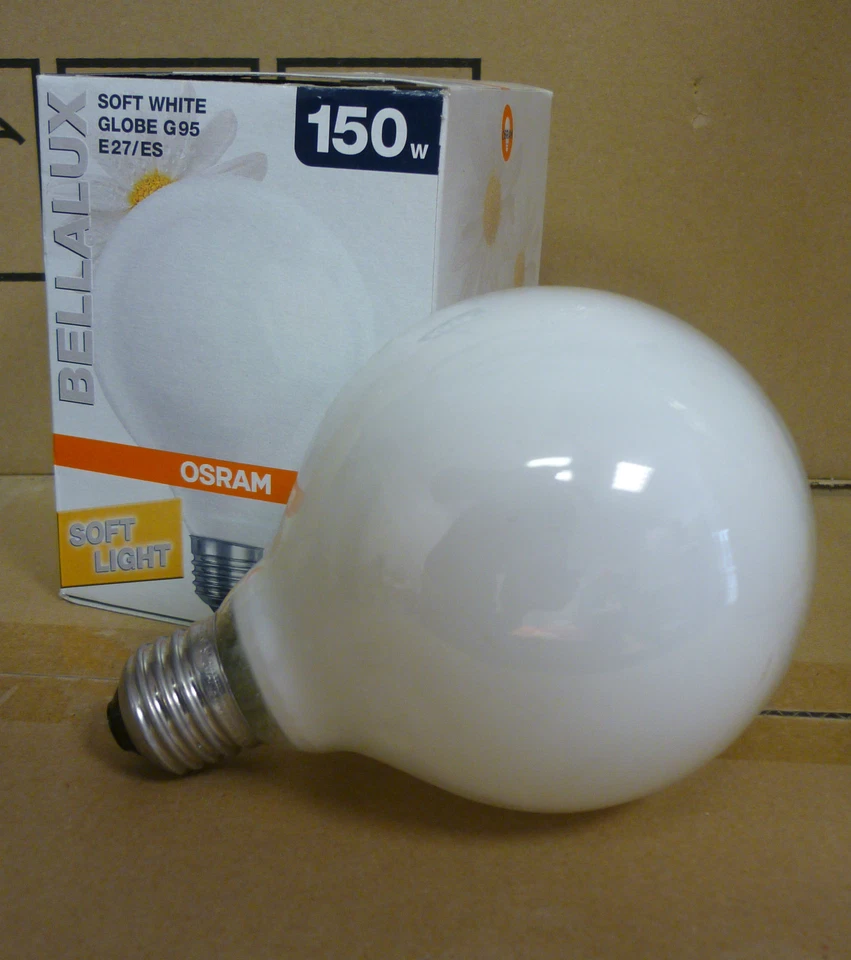 OSRAM BELLALUX GLOBE G95 E27 150W Soft White | opal weiß Globelampe ø 95mm - Bild 3 von 4