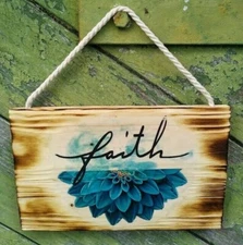 Sign Faith Home Wall Hanging Wooden Handmade Motivation Inscription Decor