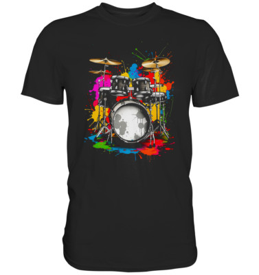 Rhythmik Explosion Farbenfrohes Schlagzeug-Design T-Shirt Retro Schlagzeug Shirt