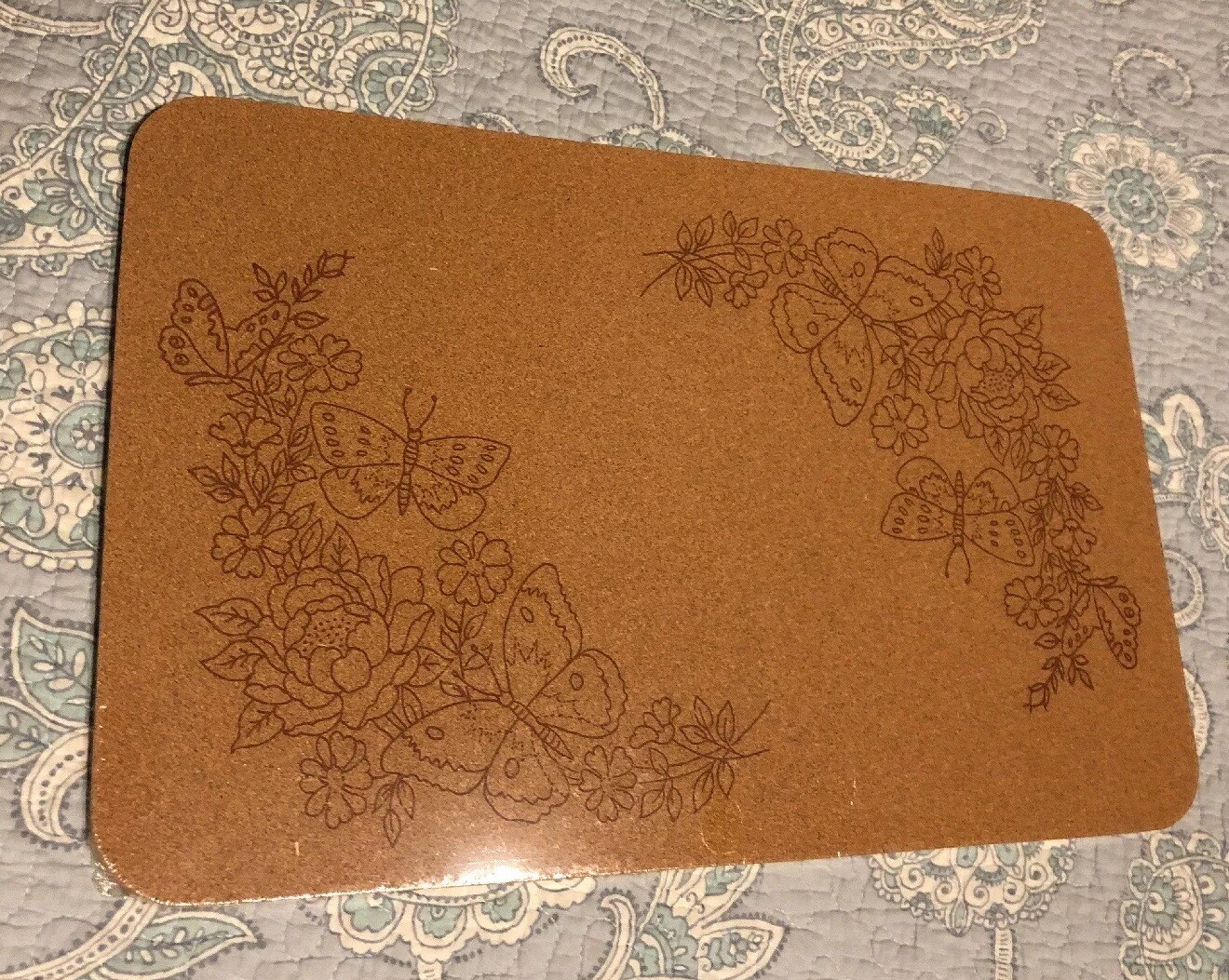 Vintage TriChem Butterflies & Flowers Cork Hotplate 7540 Paint By