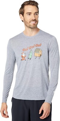 Brooks Run Happy Men's Long Sleeve Running Shirt XL Gray Run Merry