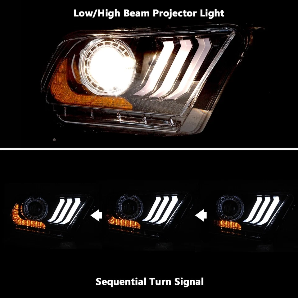 Par de faros proyectores LED para Ford Mustang 2010-2012 señales de giro secuenciales Foto 3 de 4